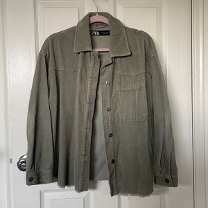 Zara Shacket Corduroy Green
